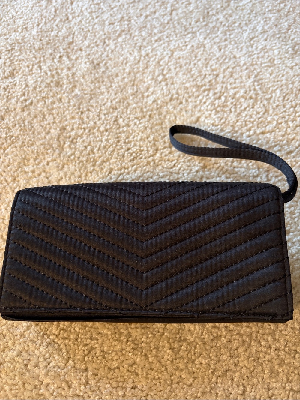 Neiman Marcus Black Satin Quilted Clutch/Wristlet Purse
